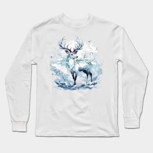 Mythical Deer in Winter Wonderland Long Sleeve T-Shirt